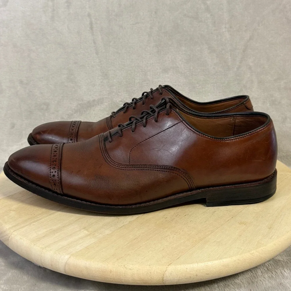 Allen Edmonds Port Washington Brown Leather Cap Toe Oxford Dress Shoes Mens 11 E